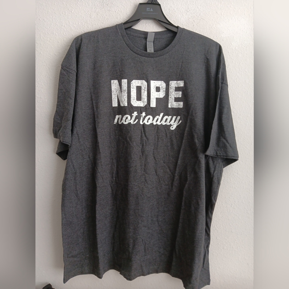 Mens Short Sleeve Nope Not Today Graphic T-Shirt- Dark Grey Sze 4XL 925007